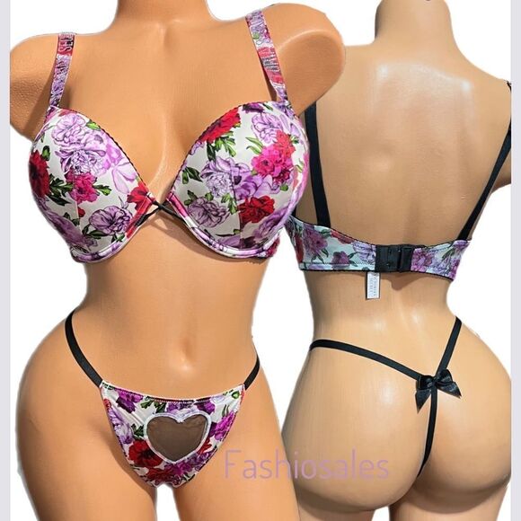 Victorias Secret Very Sexy Rhinestone Bombshell Add-2-Cups Bra & V string Set - Picture 9 of 9